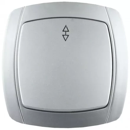 Выключатель СВЕТОЗАР "АКЦЕНТ" проходной одноклавишный в сборе, цвет серебристый металлик, 10А/~250В SV-54237-SM купить в Надыме