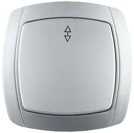 Выключатель СВЕТОЗАР "АКЦЕНТ" проходной одноклавишный в сборе, цвет серебристый металлик, 10А/~250В SV-54237-SM купить в Надыме