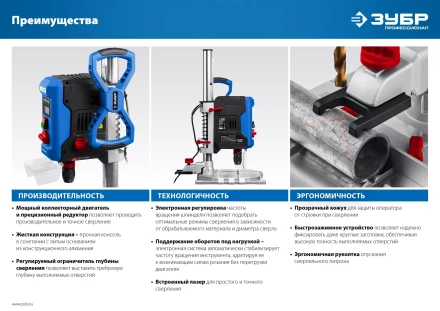 Станок вертикально-сверлильный ЗУБР Профессионал 800 Вт, 13 мм БЗП ВСС-П800 купить в Надыме