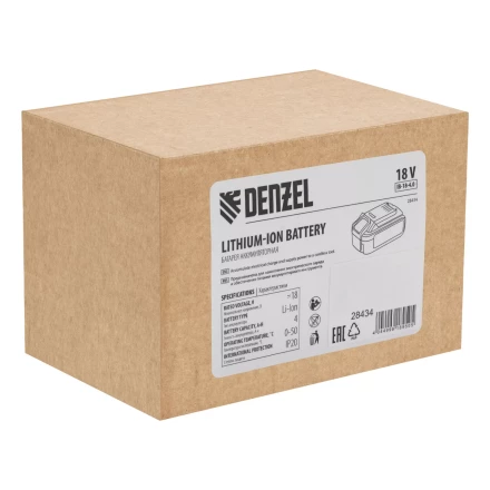Батарея аккумуляторная Denzel IB-18-4.0, Li-Ion, 18 В, 4.0 А/ч 28434 купить в Надыме