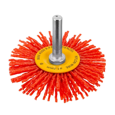 Щетка для дрели Denzel, 65 мм, Плоская, со шпилькой, нейлоновая щетина, 74433 купить в Надыме