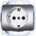 Розетка СВЕТОЗАР "ГАММА" с заземлением, одинарная, без вставки и рамки, цвет светло-серый металлик,16А/~250В SV-54105-SM купить в Надыме