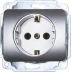 Розетка СВЕТОЗАР "ГАММА" с заземлением, одинарная, без вставки и рамки, цвет светло-серый металлик,16А/~250В SV-54105-SM купить в Надыме