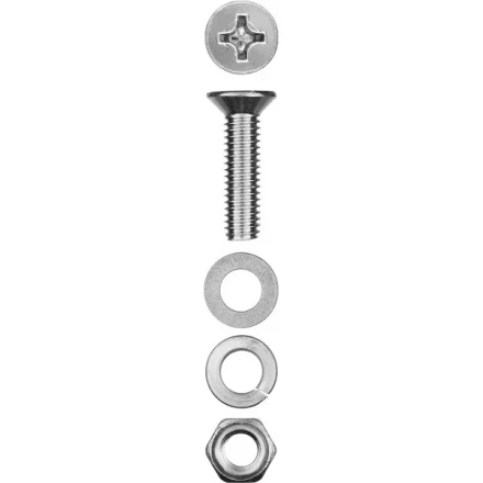Винт (DIN965) в комплекте с гайкой (DIN934), шайбой (DIN125), шайбой пруж. (DIN127), M4 x 25 мм, 20 шт, ЗУБР 303456-04-025 купить в Надыме