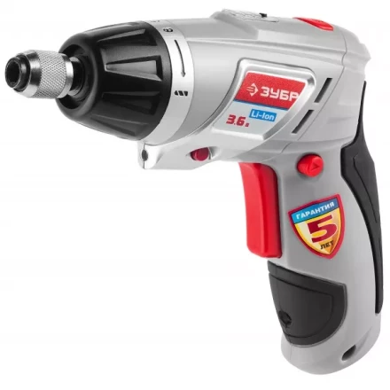 Отвертка ЗУБР аккум,реверс,2 полож.корпуса,подсветка,регул. момента,набор из бит,Li-Ion,1.5 А/час,3Нм,3,6В,в блистере ЗО-3.6-Ли Б купить в Надыме
