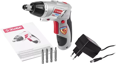 Отвертка ЗУБР аккум,реверс,2 полож.корпуса,подсветка,регул. момента,набор из бит,Li-Ion,1.5 А/час,3Нм,3,6В,в блистере ЗО-3.6-Ли Б купить в Надыме