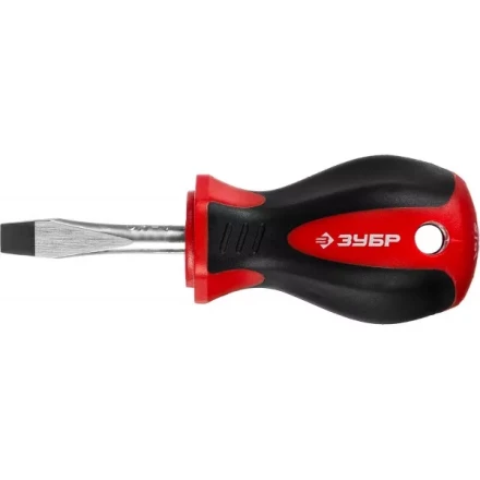 Отвертка ЗУБР "МАСТЕР", "STUBBY" ( бочка ), Cr-v, эргономичная двухкомпонентная рукоятка, SL6,0x38мм 25061-38-6.0_z02 купить в Надыме