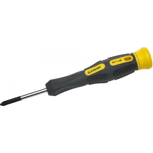 Отвертка STAYER "PROFESSIONAL" "MAX-GRIP" для точн работ, Cr-V, двухкомп рукоятка, магнит наконечник, PH №1x40мм 25826-1-040 G купить в Надыме