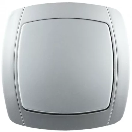 Выключатель СВЕТОЗАР "АКЦЕНТ" одноклавишный в сборе, цвет серебристый металлик, 10А/~250В SV-54230-SM купить в Надыме