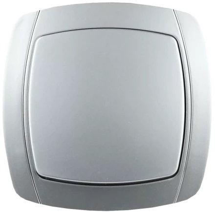 Выключатель СВЕТОЗАР "АКЦЕНТ" одноклавишный в сборе, цвет серебристый металлик, 10А/~250В SV-54230-SM купить в Надыме