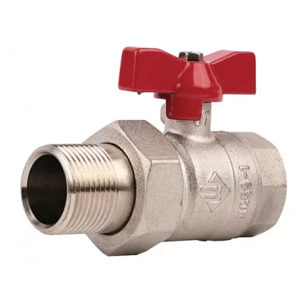 Кран ЗУБР шаровой 3/4" полнопроходной с накидной гайкой "мама-папа", бабочка, никелированная латунь 51357-N-3/4 купить в Надыме