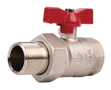 Кран ЗУБР шаровой 3/4" полнопроходной с накидной гайкой "мама-папа", бабочка, никелированная латунь 51357-N-3/4 купить в Надыме