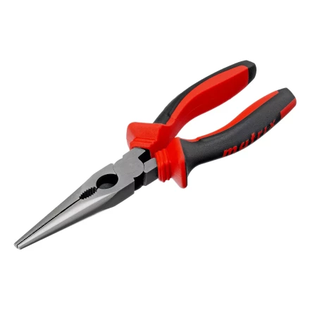 Длинногубцы прямые Matrix, 200 мм, хром-ванадий, двухкомпонентные рукоятки, 17311 купить в Надыме