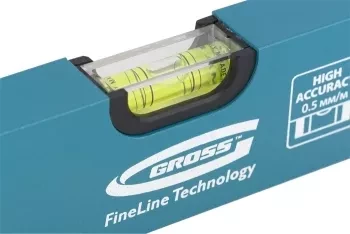 Уровень алюминиевый усиленный 800 мм толщина профессиональный 2 мм 3 глазка  GROSS 33628 купить в Надыме