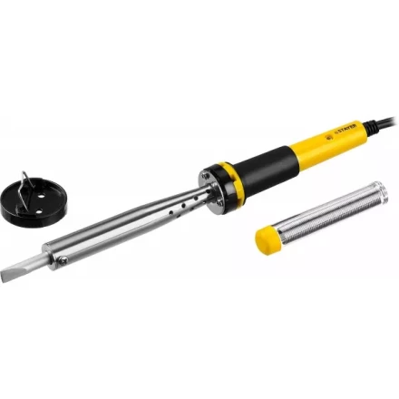 Паяльник STAYER "PROFI" с двухкомпонентной рукояткой и долговечным жалом, в комплекте (припой и подставка), 80 Вт, клин 55300-80 купить в Надыме