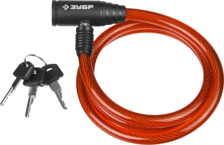 Замок ЗУБР "МАСТЕР", тросовый, 3 ключа в комплекте, длина троса 1200мм, d 10мм 37263-120 купить в Надыме
