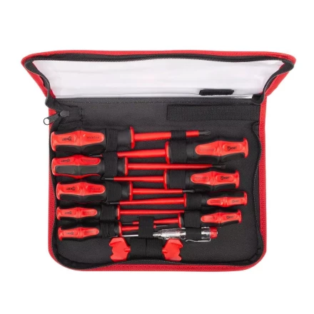 Набор диэлектрических отверток КВТ VDE НИО-12, профиль SL, PH, PZ/FL и ключи для электрошкафов, 12 предметов (103016) купить в Надыме