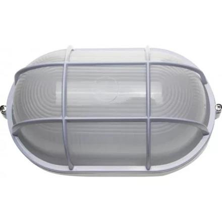 Светильник уличный СВЕТОЗАР влагозащищенный с решеткой, овал, цвет белый, 100Вт SV-57207-W купить в Надыме