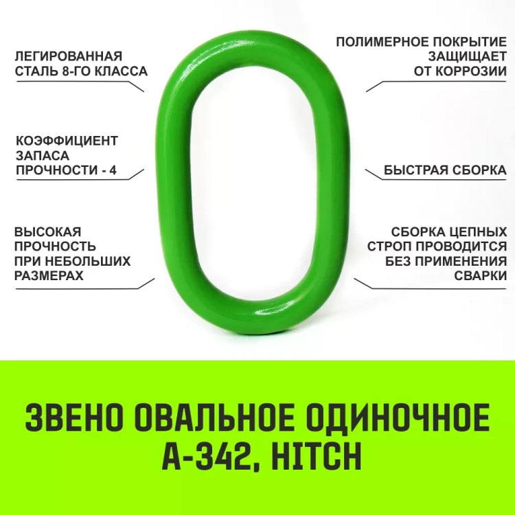 Звено овальное одиночное A-343 HITCH Т8 кл 45 т (SZ071421) купить в Надыме