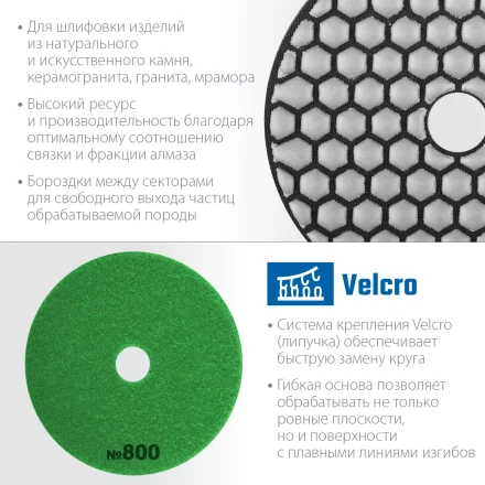 ЗУБР 100 мм, №800, сухое шлифование, алмазный гибкий шлифовальный круг АГШК, Профессионал (29868-800) купить в Надыме