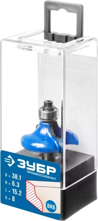 ЗУБР 38.1 x 15 мм, радиус 6.3 мм, фреза кромочная калевочная №8, Профессионал (28710-38.1) купить в Надыме