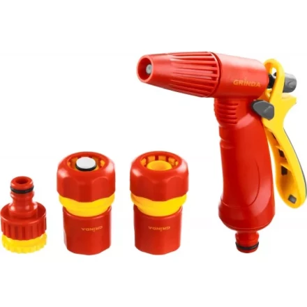 Набор GRINDA поливочный: Распылитель пистолетный с регулируемым соплом, соединитель 1/2", соединитель 1/2" с автостопом, адаптер внешний 1/2"-3/4" 8-427386_z02 купить в Надыме