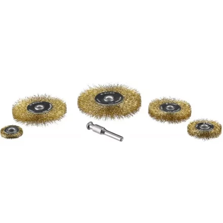 ЗУБР "ПРОФЕССИОНАЛ". Набор щеток дисковых для дрели, витая стальная латунированная проволока 0,3мм, 5 шт 3521-H5_z02 купить в Надыме