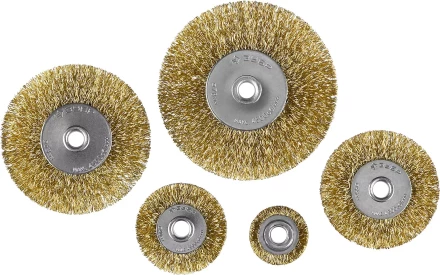 ЗУБР "ПРОФЕССИОНАЛ". Набор щеток дисковых для дрели, витая стальная латунированная проволока 0,3мм, 5 шт 3521-H5_z02 купить в Надыме