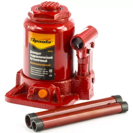Домкрат гидравлический бутылочный телескопический 8 т h подъема 165–395 мм SPARTA 50344 купить в Надыме
