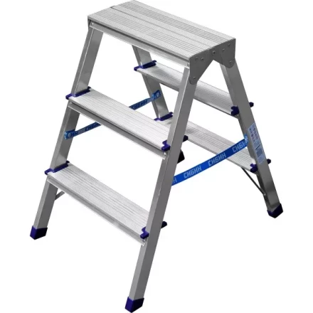 Лестница-стремянка двухсторонняя алюминиевая, СИБИН 38825-03, 3 ступени 38825-03 купить в Надыме