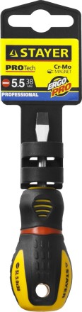 Отвертка STAYER &quot;PROFESSIONAL&quot; &quot;PROTech&quot;, двухкомп рукоятка, намагниченная, Cr-Mo, SL5,5x38мм 25131-05-38_z02 купить в Надыме