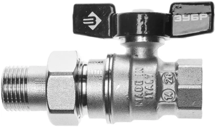 Кран шаровой ЗУБР полнопроходной с накидной гайкой "мама-папа", бабочка, никелированная латунь, 1/2" 4-51327-C-1/2 купить в Надыме