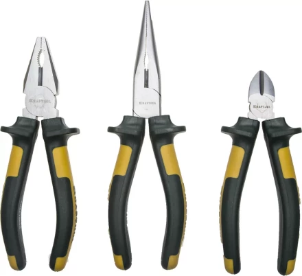 Набор губцевых инструментов KRAFTOOL"KRAFT-MAX", Cr-Mo, маслобензост двухкомп. рукоятки, повыш износостойкость, 3предм 22011-H3 купить в Надыме