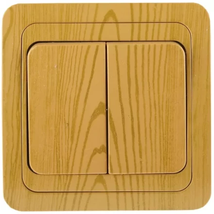 Выключатель СВЕТОЗАР "ГАММА" двухклавишный, цвет ольха, 10A/~250B SV-54134-A купить в Надыме