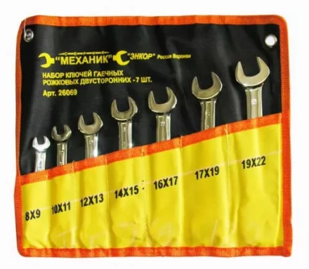 Набор ключей рожковых 7шт чехол Энкор 26069 купить в Надыме