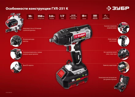 Ударный гайковерт аккумуляторный ГУЛ-251 К серия СТАНДАРТ купить в Надыме