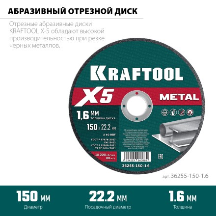 Круги отрезные абразивные, по металлу 36255-150-1.6 купить в Надыме