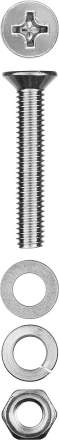 Винт (DIN965) в комплекте с гайкой (DIN934), шайбой (DIN125), шайбой пруж. (DIN127), M4 x 40 мм, 15 шт, ЗУБР 303456-04-040 купить в Надыме