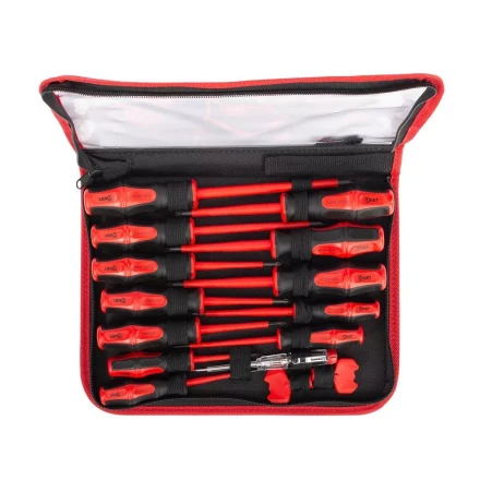 Набор диэлектрических отверток КВТ VDE НИО-15, профиль SL, PH, PZ, PZ/FL и ключи для электрошкафов, 15 предметов (103015) купить в Надыме