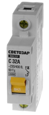 Выключатель СВЕТОЗАР автоматический, 1-полюсный, &quot;С&quot; (тип расцепления), 32 A, 230 / 400 В 49060-32-C купить в Надыме