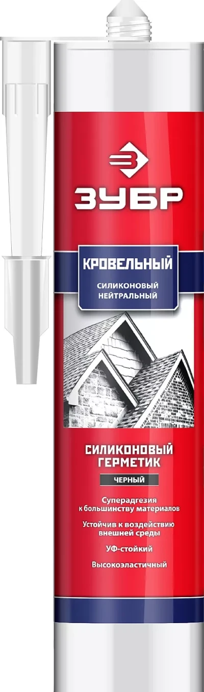 ЗУБР 280 мл, черный, кровельный силиконовый герметик, Профессионал (41238-4)