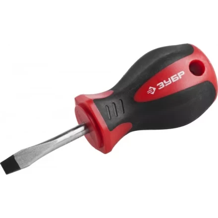 Отвертка ЗУБР "МАСТЕР", "STUBBY" ( бочка ), Cr-v, эргономичная двухкомпонентная рукоятка, SL4,7x38мм 25061-38-4.7_z02 купить в Надыме