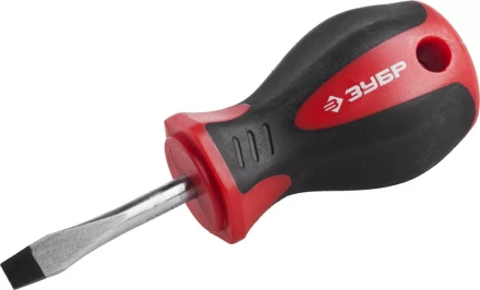 Отвертка ЗУБР "МАСТЕР", "STUBBY" ( бочка ), Cr-v, эргономичная двухкомпонентная рукоятка, SL4,7x38мм 25061-38-4.7_z02 купить в Надыме