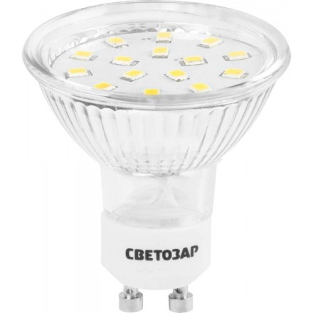 Лампы СВЕТОЗАР светодиодные &quot;LED technology&quot;, цоколь GU10, теплый белый свет (3000К), 220В, 3Вт (25) 44560-25_z01 купить в Надыме