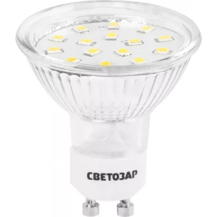 Лампы СВЕТОЗАР светодиодные "LED technology", цоколь GU10, теплый белый свет (3000К), 220В, 3Вт (25) 44560-25_z01 купить в Надыме