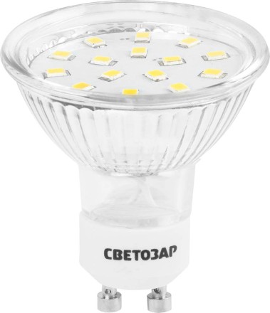 Лампы СВЕТОЗАР светодиодные &quot;LED technology&quot;, цоколь GU10, теплый белый свет (3000К), 220В, 3Вт (25) 44560-25_z01 купить в Надыме