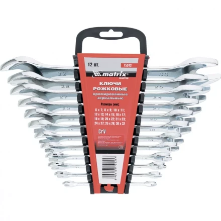 Набор ключей  рожковых 12шт. (6-32мм) CrV Elliptical зерк. хромирование MATRIX Master 15242 купить в Надыме