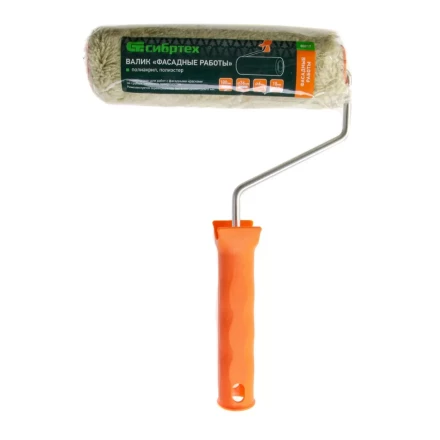 Валик "Фасадные работы", 180 мм, ворс 18 мм, D 36 мм, D ручки - 6 мм, полиакрил,полиэстер Сибртех 80217 купить в Надыме