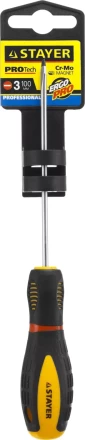 Отвертка STAYER "PROFI" "PROTech", двухкомп рукоятка, намагниченная, Cr-Mo, SL3,0x100мм 25131-03-10_z02 купить в Надыме