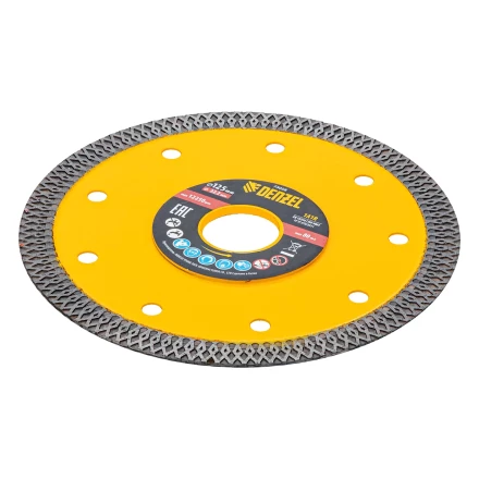 Диск алмазный отрезной Denzel 125 х 22,2мм, сплошной, супертонкий, горячий пресс, сухой/мокрый рез 73058 купить в Надыме